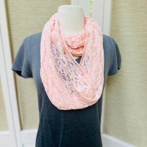 Delia's Pink Scarf Pink Lace Infinity Scarf Light Pink Boho Scarf